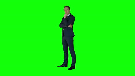 businessman thinking on green screen