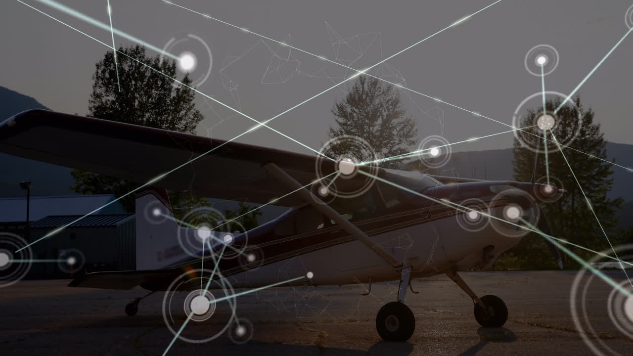 평면 위의 아이콘으로 연결 네트워크의 애니메이션