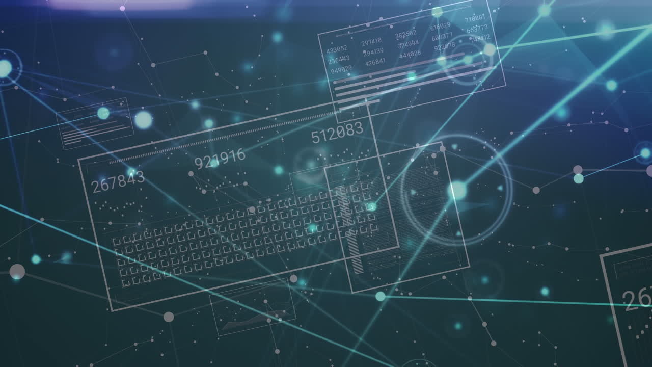 검은색 배경에 데이터 처리를 통해 연결 네트워크의 애니메이션