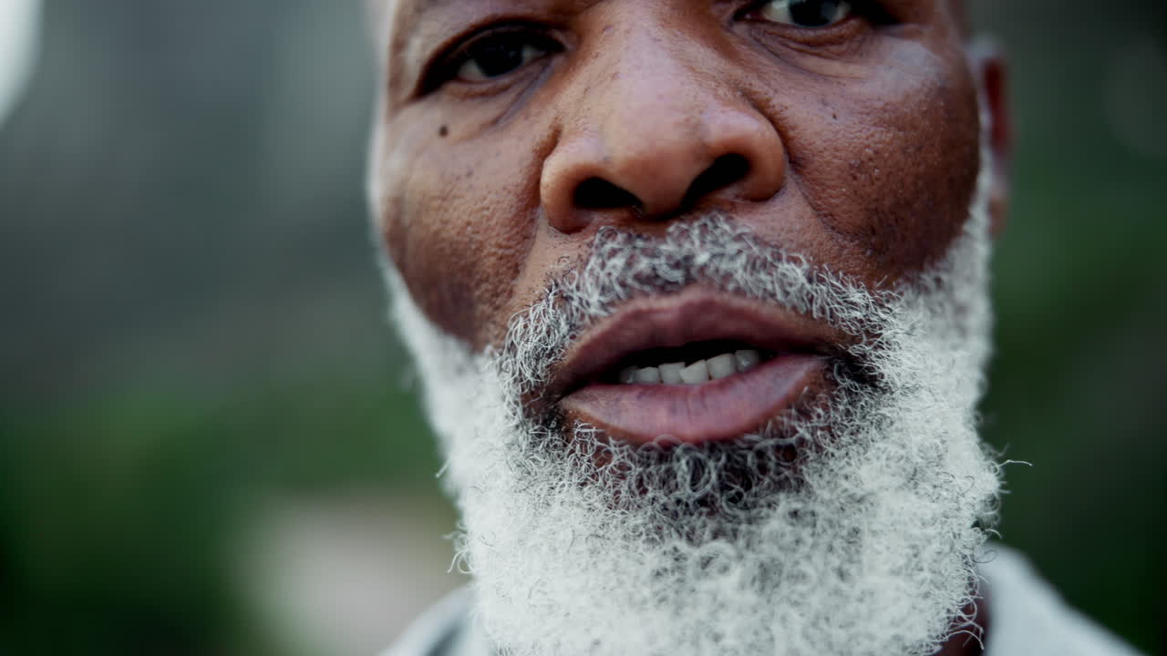 Close-up of a mature African American man with gray beard