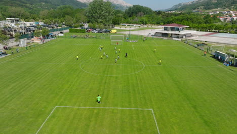 aerial view of football tournament in baska, krk, croatia - football field