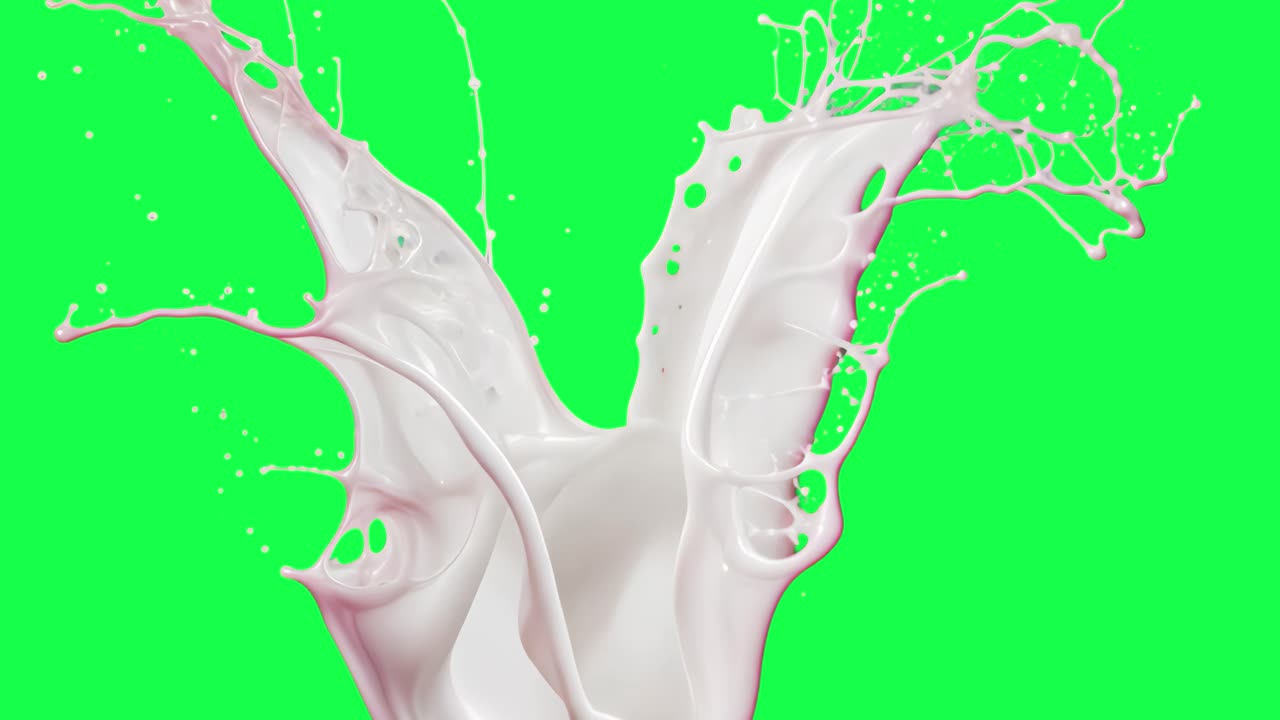 Milk splatter animation, transparent 4K video, green screen | Vídeo de ...