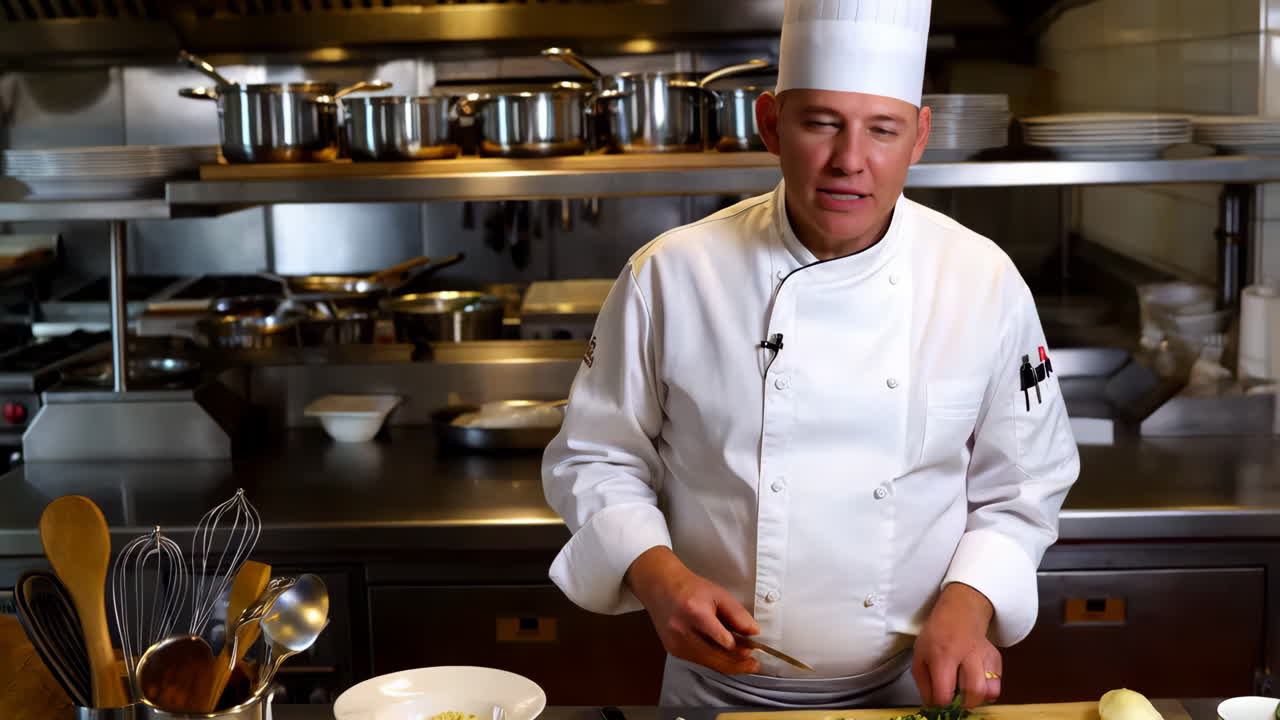 chef preparando comida en una cocina profesional