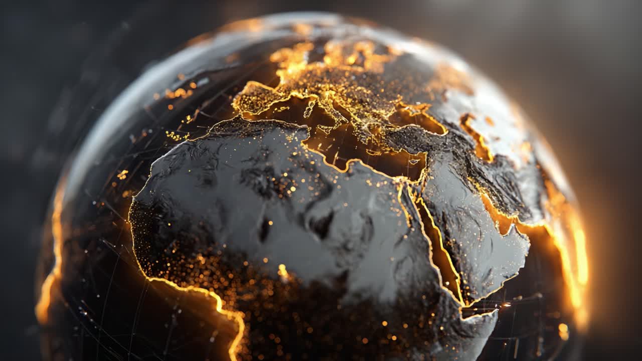 Captivating Visual of Earth Highlighting Europe and Africa with Dynamic Light Trails, Showcasing Global Connectivity and Modern Technology