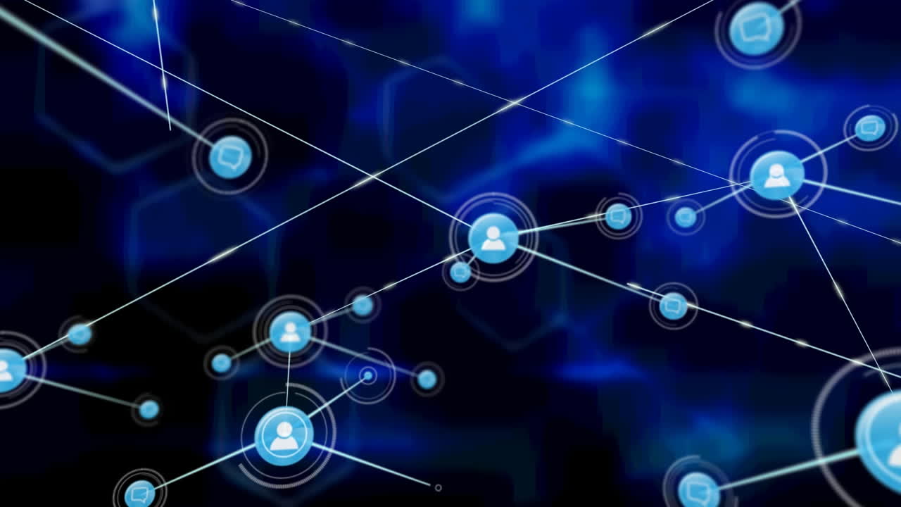 animación de la red de conexiones sobre el fondo de la marina