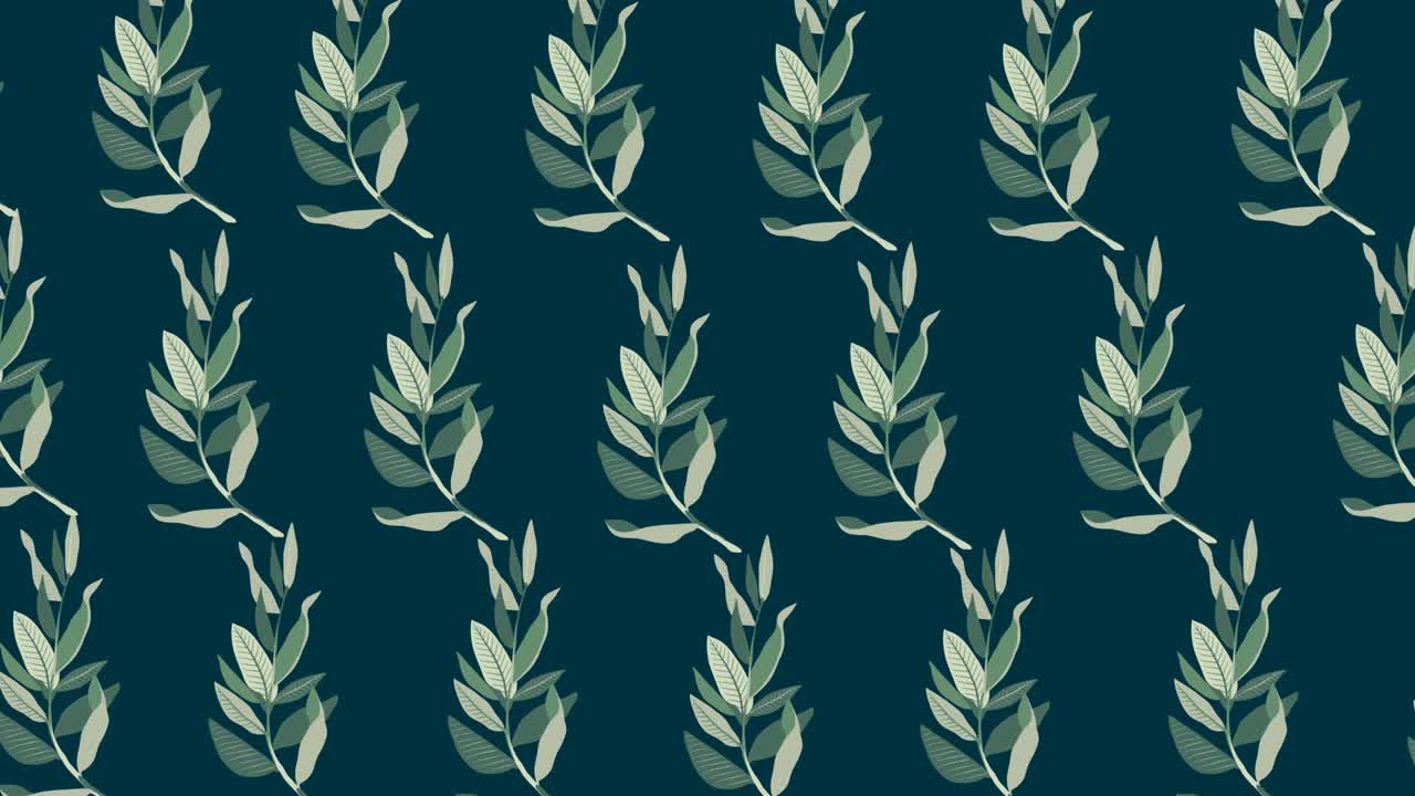 animación de varias hojas verdes que se mueven sobre un fondo verde oscuro