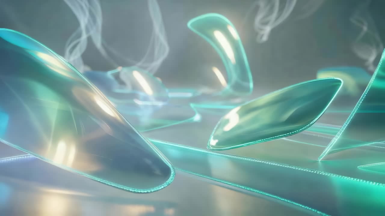 Abstract Teal Liquid Shapes with Ethereal Wisps
