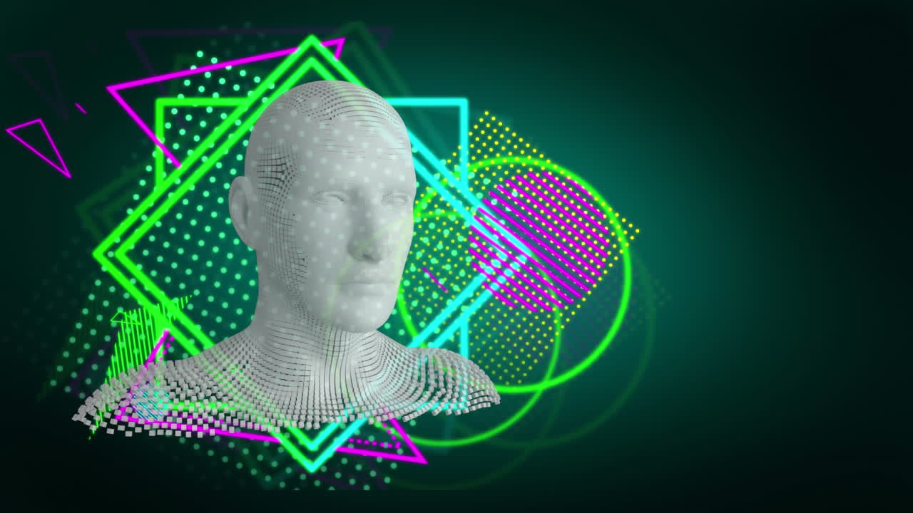busto humano en movimiento con formas geométricas