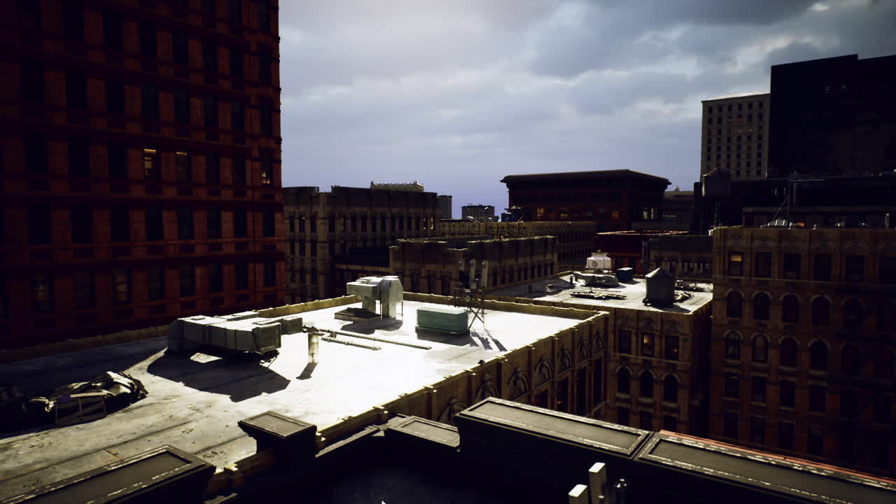 Urban reflective architecture city rooftops with reflections and textures