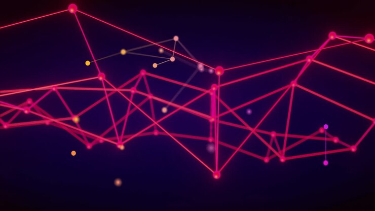 Animation of network of connections over blue background