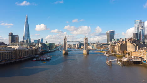 london aerial hyperlapse towards tower bridge on a beautiful day