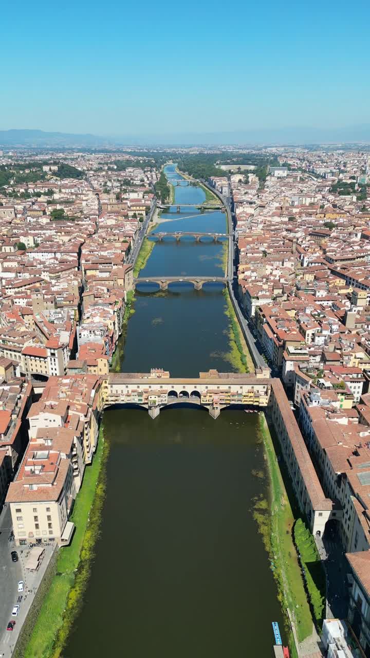 Florence Italy aerial drone vertical video Tuscany Europe city Renaissance art architecture