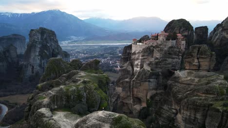 meteora monasteries in greece  -4k drone video