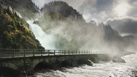 raging latefossen waterfall