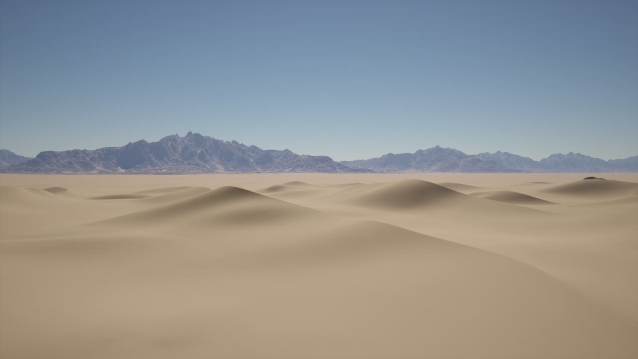먼 곳 에 모래 언덕 과 산 들 이 있는 광활 한 사막 풍경