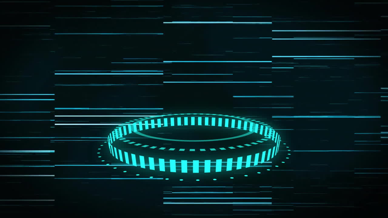 Animation of scope with data processing over black background