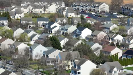 similar houses in american residential area at sunny day