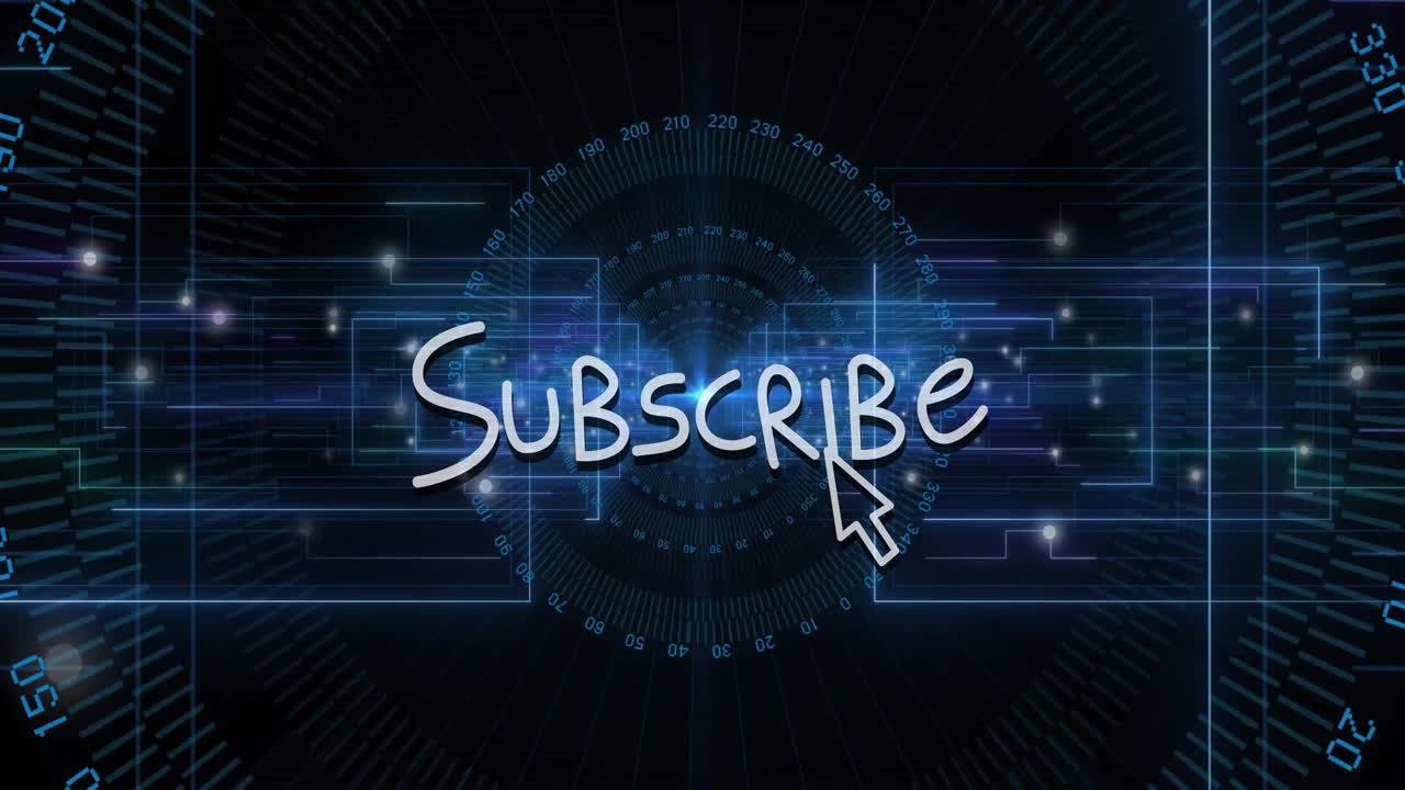 Cursor hovering over subscribe button with blue animation on digital interface