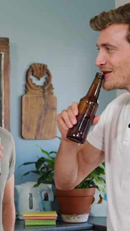 happy friends drinking beers