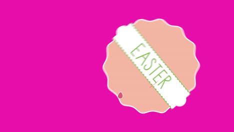 Animated-closeup-Happy-Easter-text-and-eggs-on-pink-background-1