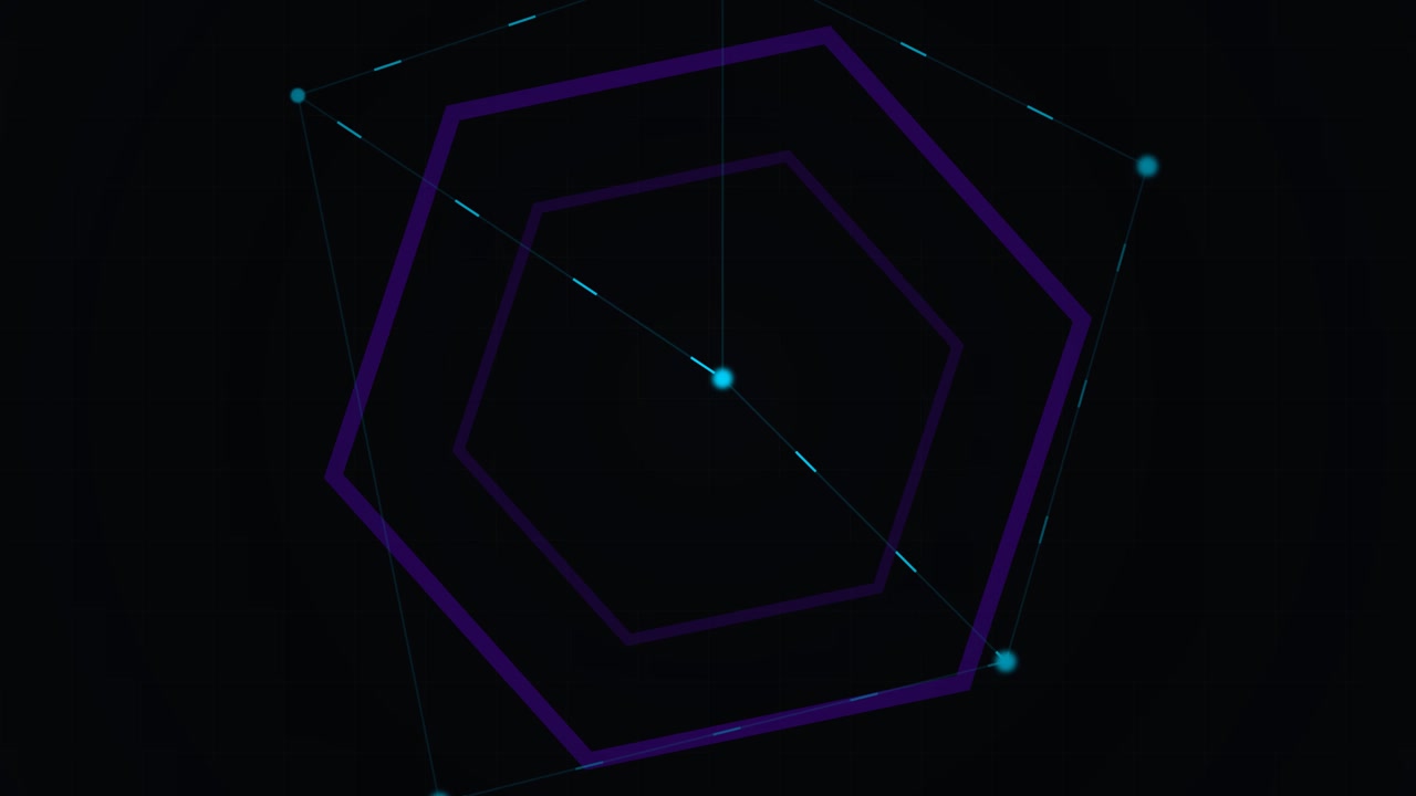 Abstract Hexagonal Geometric Motion Graphic on Dark Background