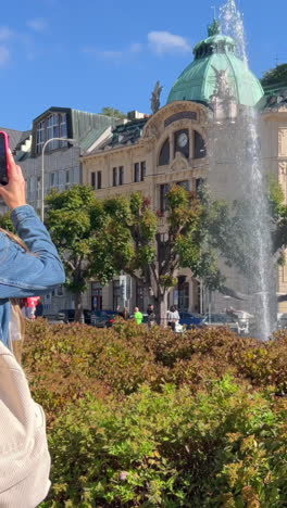 city fountain and architecture