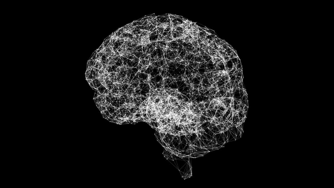 3D human brain spinning against black background