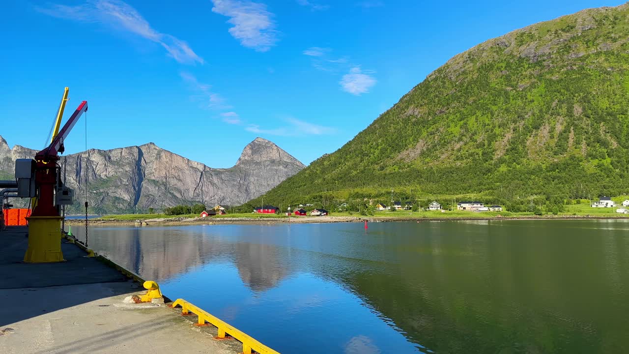 Panning shot of the beautiful scenery from Senjahopen during a nice calm Summer Day.