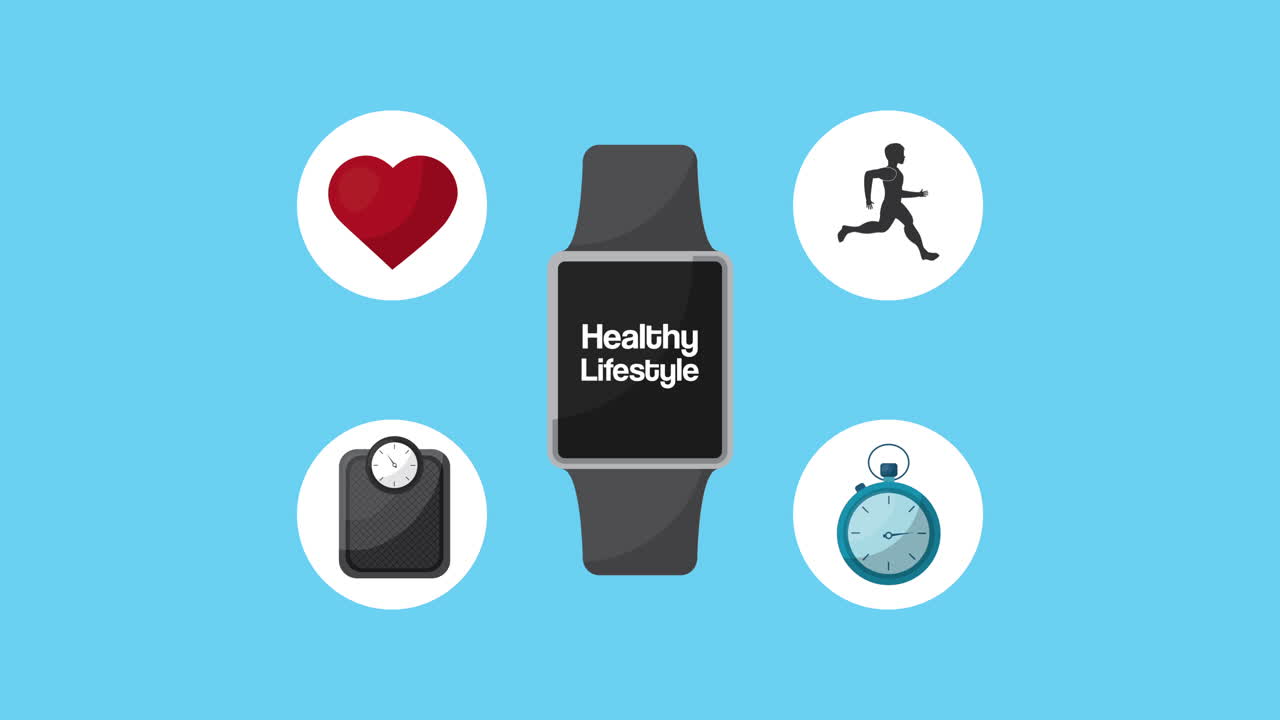 reloj inteligente con iconos de estilo de vida saludable