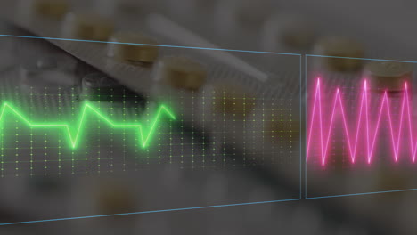 animación del cardiógrafo sobre las pastillas