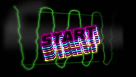 Animation-Des-Wortes-„Start“,-Geschrieben-In-Neonleuchtenden-Buchstaben