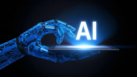 a futuristic robotic hand interacting with innovative technology, symbolizing artificial intelligence and its role in modern digital communication