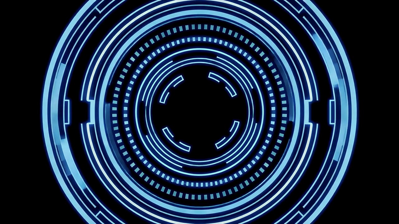 Futuristic Blue HUD Element Animation on Black Background