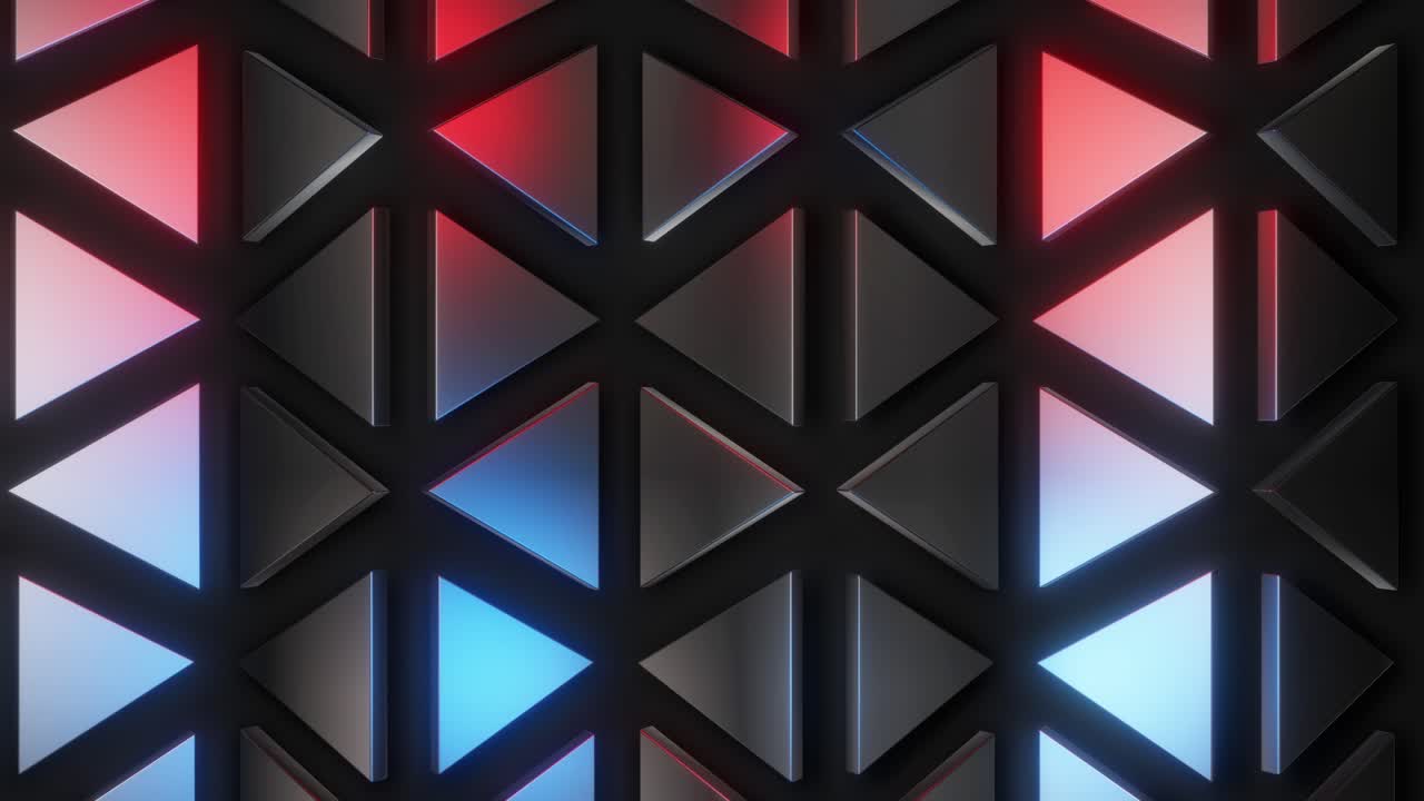 Abstract Geometric Triangular Pattern with Neon Lighting