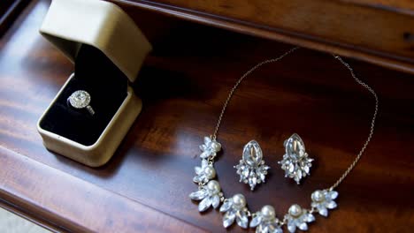 Wedding-diamond-ring,-diamond-necklace-and-earrings-4K-4k