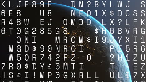 animación de letras y números de procesamiento en todo el mundo