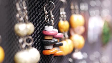 colorful wooden beaded earrings