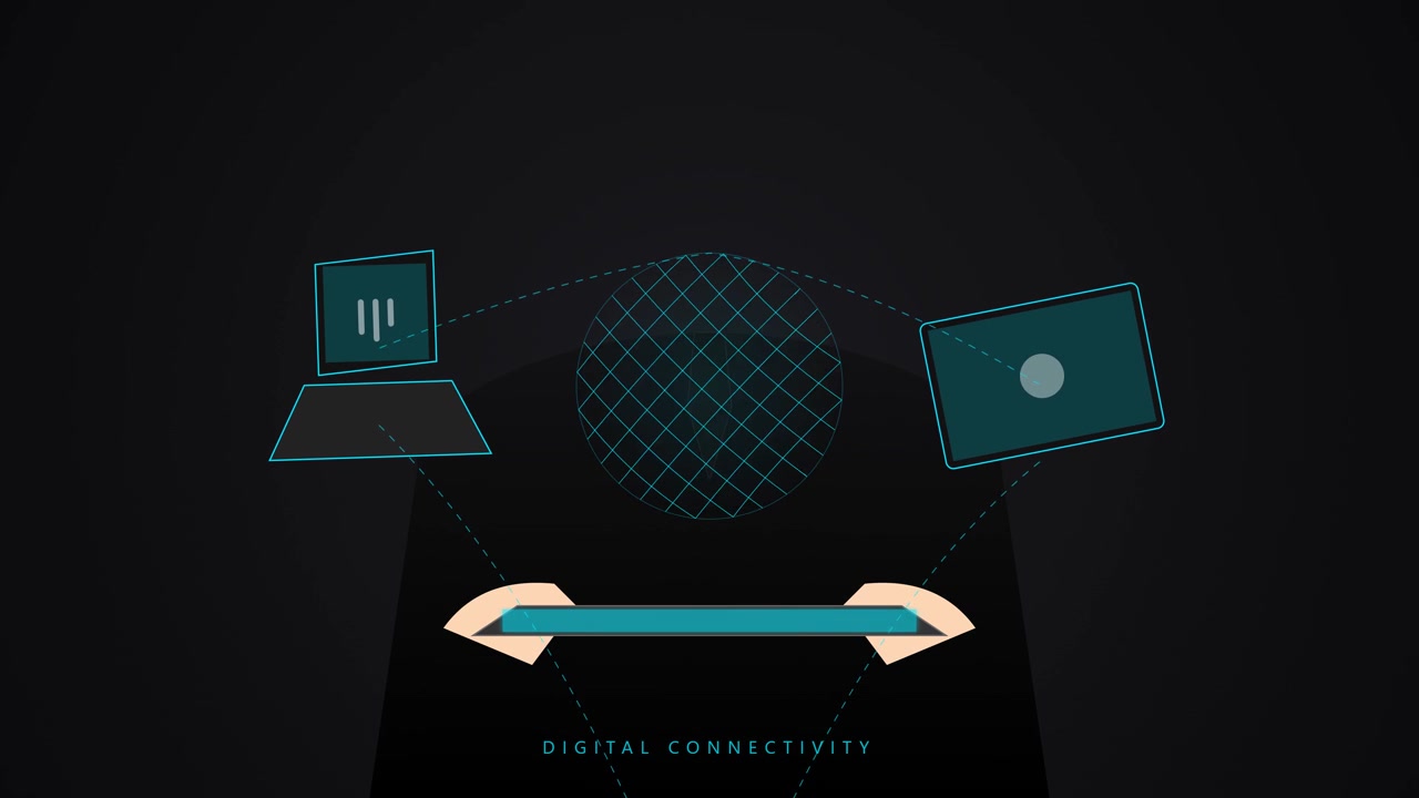 Digital Connectivity Concept with Animated Network Devices and Global Grid