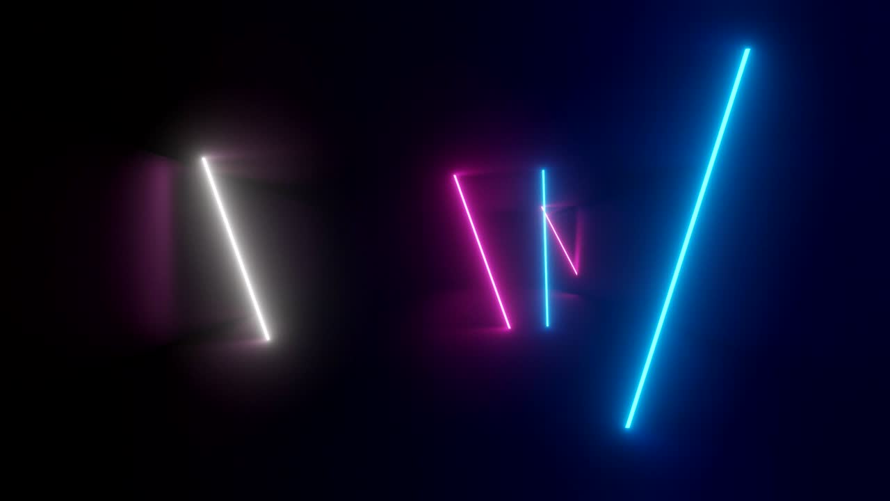 las líneas verticales brillantes se mueven en el espacio. fondo fluorescente abstracto. fondo de neón. animación de bucle 4k.