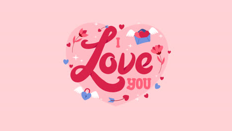 an animation of a flat illustration of the word love for valentine's day