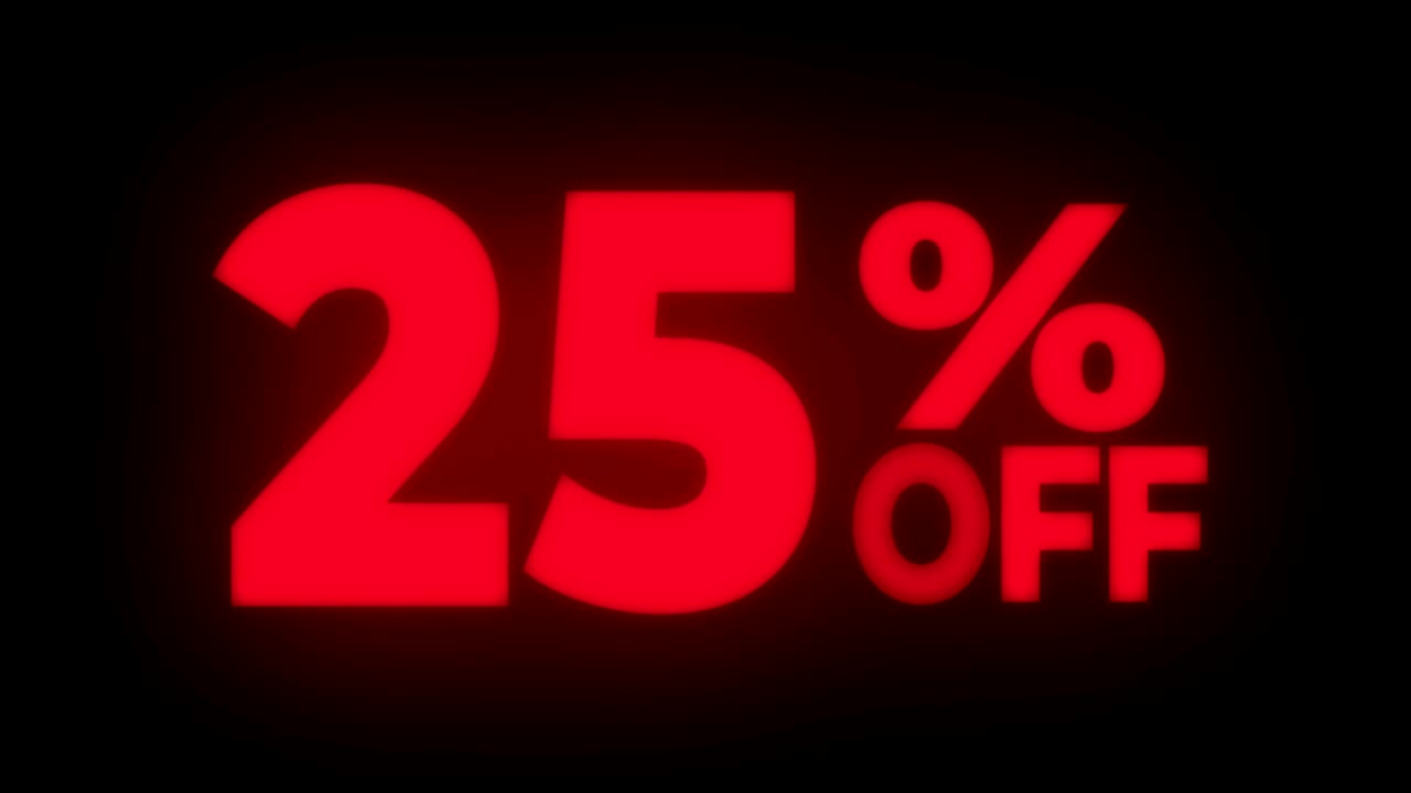 el 25% de descuento en el texto parpadeante muestra el bucle promocional.