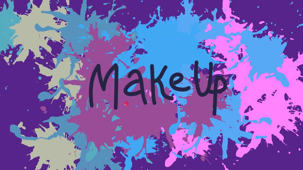 Animation of make up text on colorful background