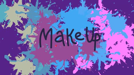 animación del texto de maquillaje en un fondo colorido