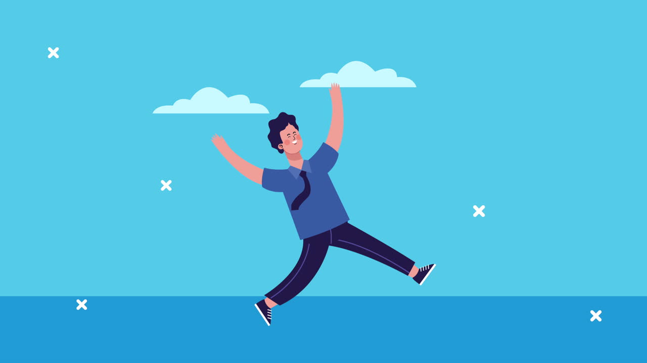 escena de personaje flotante de un hombre de negocios animada