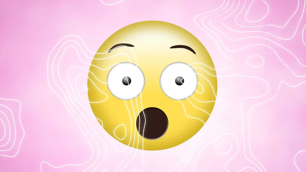 animación del icono de emoji sorprendido en un fondo rosa