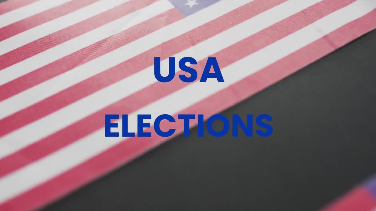 Animation of usa elections text and over flag of america