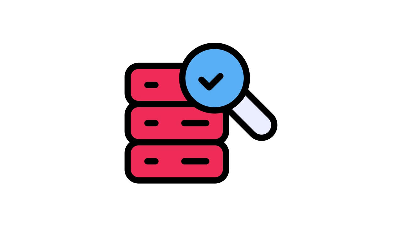 Animated Icon of Server Search and Validation with Checkmark