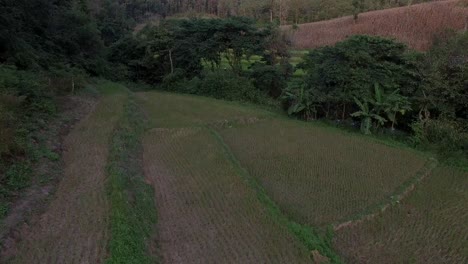 Countryside-Village,-Mountain-Village-in-Phrae-Province,-Thailand-Aerial-Shot