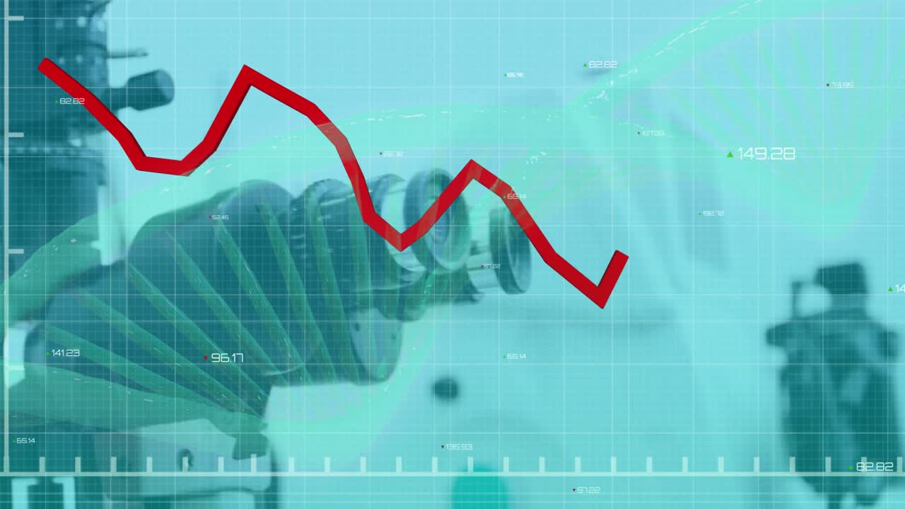 데이터 처리 및 dna 스트랜드의 애니메이션을 현미경으로
