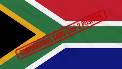 sudáfrica balanceando la bandera estampada con respuesta positiva a la covid-19, bucle